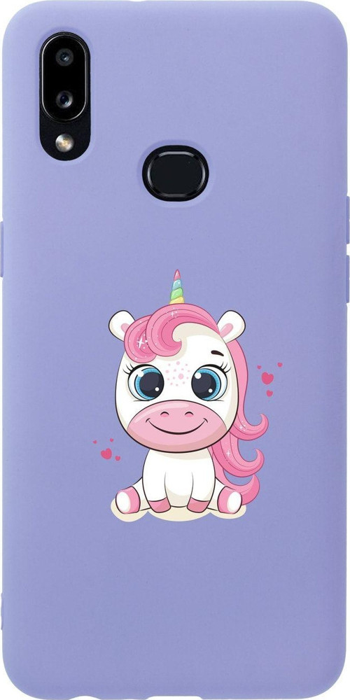 Samsung A10S Pembe Unicorn Premium Silikonlu Lila Telefon Kılıfı