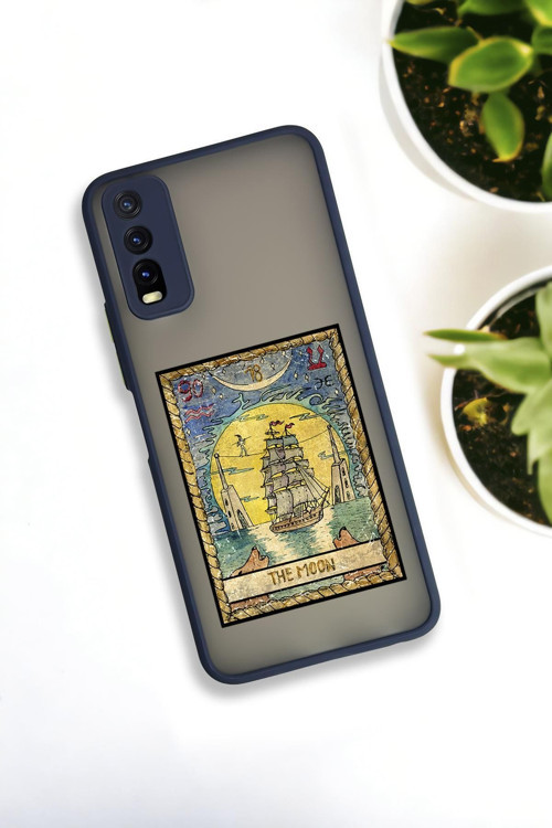 Vivo Y20 Uyumlu The Moon Desenli Buzlu Şeffaf Lüx Telefon Kılıfı