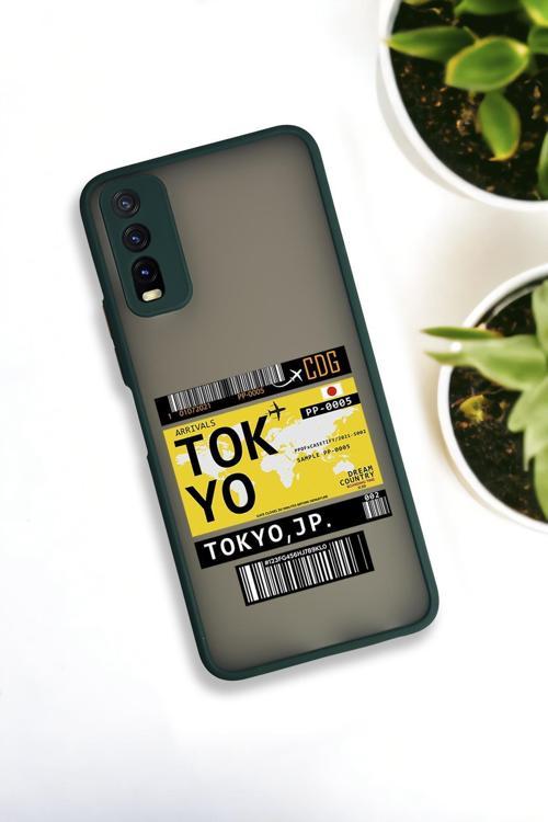 Vivo Y20 Uyumlu Tokyo Ticket Desenli Buzlu Şeffaf Lüx Telefon Kılıfı