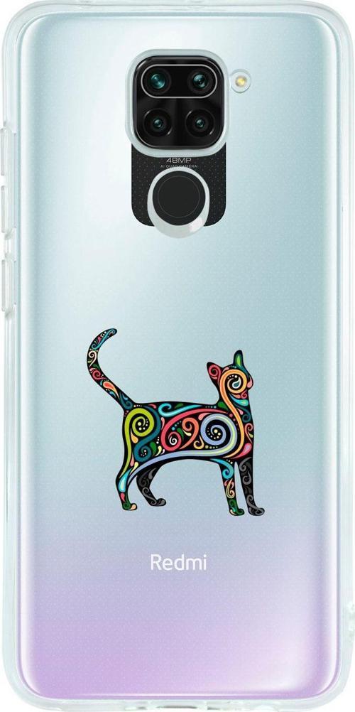 Redmi Note 9 Uyumlu Kedi Pattern Desenli Premium Şeffaf Silikon Kılıf
