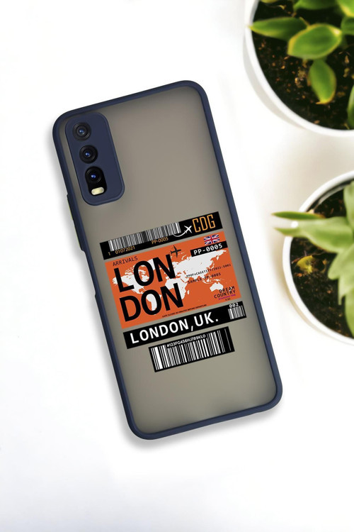 Vivo Y20 Uyumlu London Yaprak Desenli Buzlu Şeffaf Lüx Telefon Kılıfı
