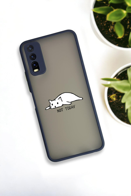 Vivo Y20 Uyumlu Not Today Desenli Buzlu Şeffaf Lüx Telefon Kılıfı