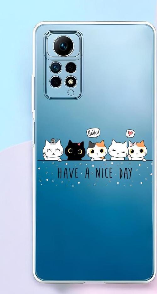 Redmi Note 12 Pro Uyumlu Şirin Kedicikler Desenli Premium Silikonlu Şeffaf Telefon Kılıfı