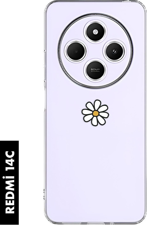 Redmi 14C Uyumlu Papatya Desenli Premium Silikonlu Şeffaf Telefon Kılıfı 4G