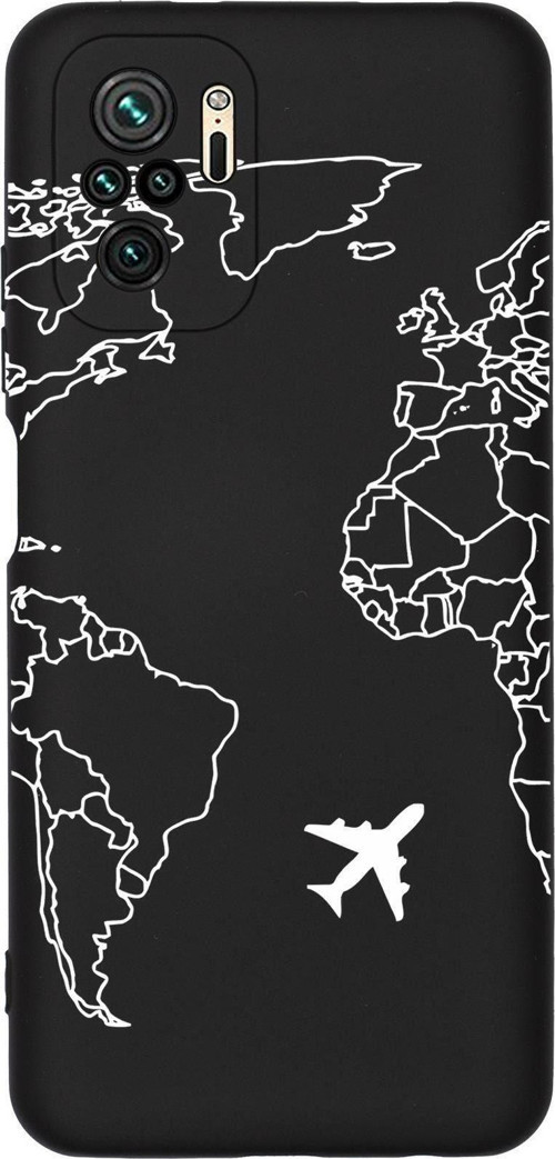 Redmi Note 10 Uyumlu World Map Lines Desenli Premium Silikonlu Telefon Kılıfı