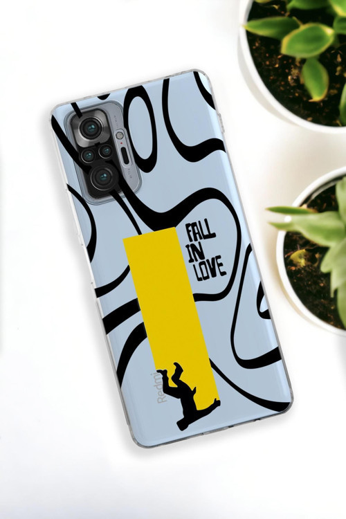 Xiaomi Redmi Note 10 Pro Max Uyumlu Fall In Love Desenli Premium Silikonlu Şeffaf Telefon Kılıfı