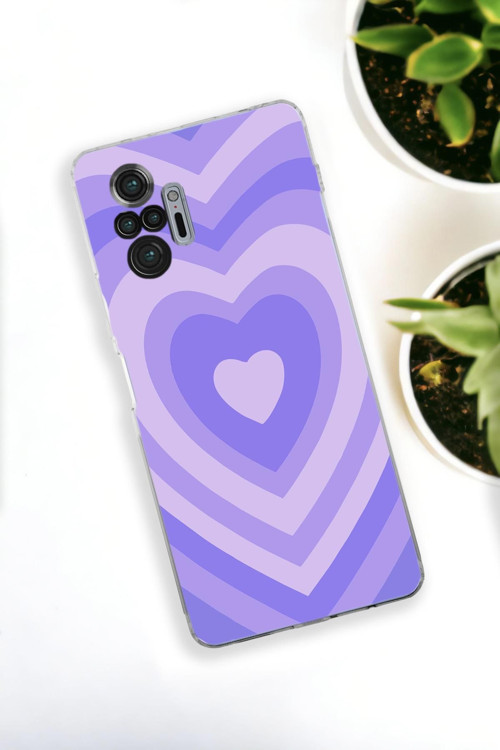 Xiaomi Redmi Note 10 Pro Max Uyumlu Mor Kalpler Desenli Premium Silikonlu Şeffaf Telefon Kılıfı