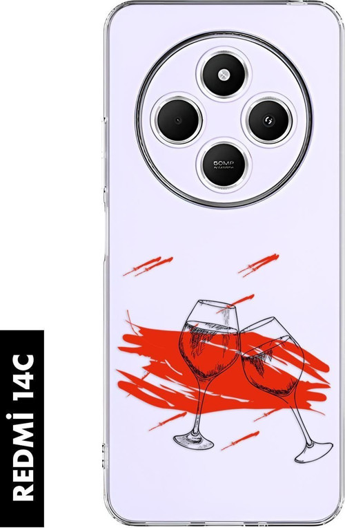 Redmi 14C Uyumlu Spilled Wine Desenli Premium Silikonlu Şeffaf Telefon Kılıfı 4G