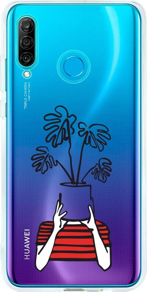 Huawei P30 Lite Mood Plants Şeffaf Telefon Kılıfı