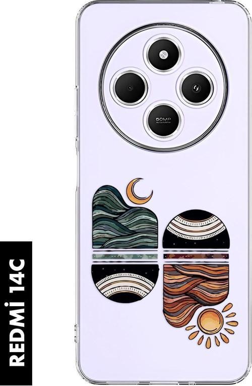 Redmi 14C Uyumlu Sunset Wave Desenli Premium Silikonlu Şeffaf Telefon Kılıfı 4G