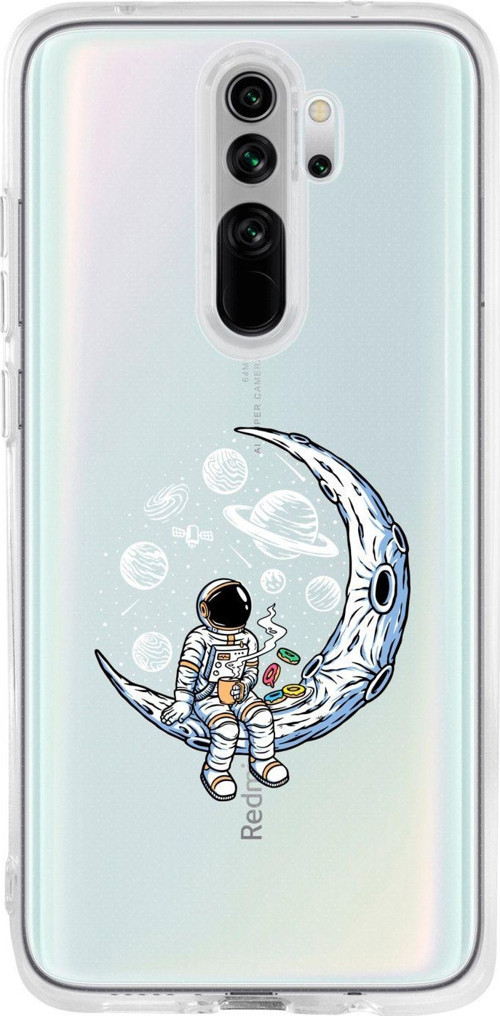 Redmi Note 8 Pro Uyumlu Astronot Tasarımlı Premium Şeffaf Silikon Kılıf