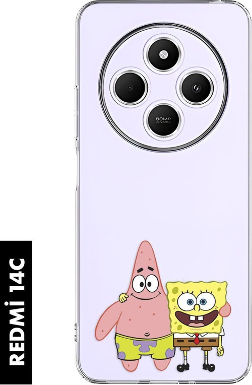 Redmi 14C Uyumlu Sünger Bob Ve Patrick Star Desenli Premium Silikonlu Şeffaf Telefon Kılıfı 4G