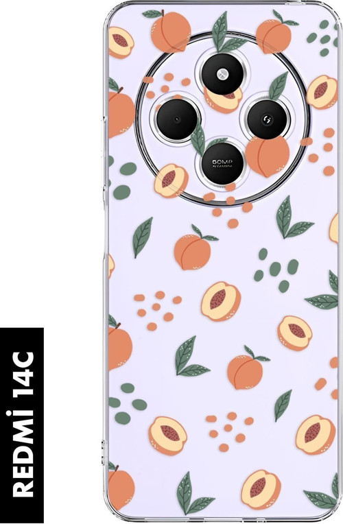 Redmi 14C Uyumlu Şeftali Pattern Desenli Premium Silikonlu Şeffaf Telefon Kılıfı 4G