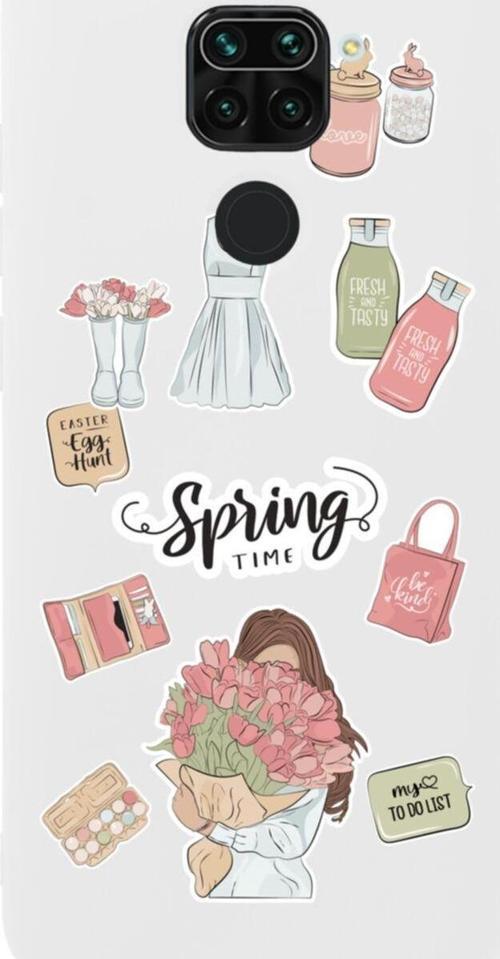 Xiaomi Redmi Note 9 Spring Time Tasarımlı Premium Silikonlu Lansman Beyaz Telefon Kılıfı