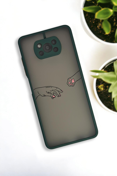 Poco X3 Uyumlu Hand And Paw Desenli Buzlu Şeffaf Lüx Telefon Kılıfı