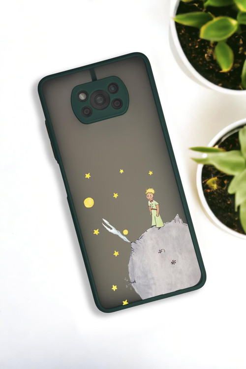 Poco X3 Uyumlu Küçük Prens Desenli Buzlu Şeffaf Lüx Telefon Kılıfı