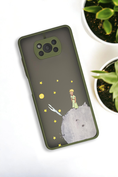 Poco X3 Uyumlu Küçük Prens Desenli Buzlu Şeffaf Lüx Telefon Kılıfı