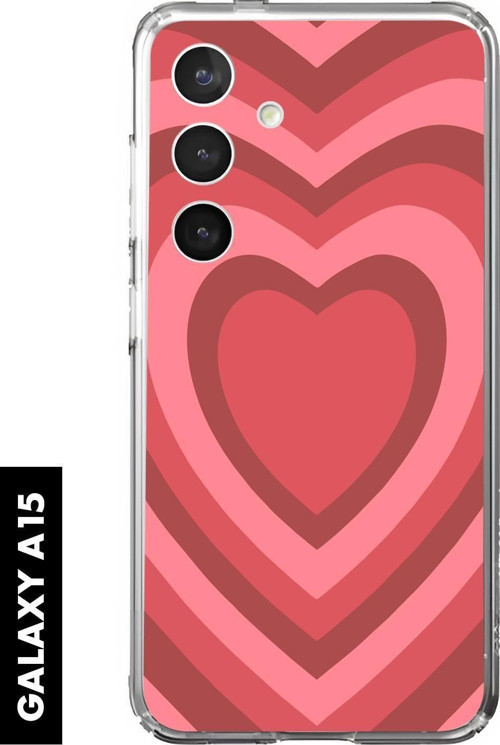 Samsung A15 Uyumlu Kırmızı Kalpler Desenli Premium Silikonlu Şeffaf Telefon Kılıfı