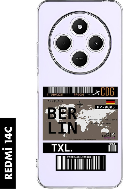 Redmi 14C Uyumlu Berlin Ticket Desenli Premium Silikonlu Şeffaf Telefon Kılıfı 4G