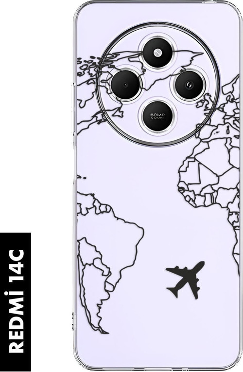 Redmi 14C Uyumlu World Map Lines Desenli Premium Silikonlu Şeffaf Telefon Kılıfı 4G