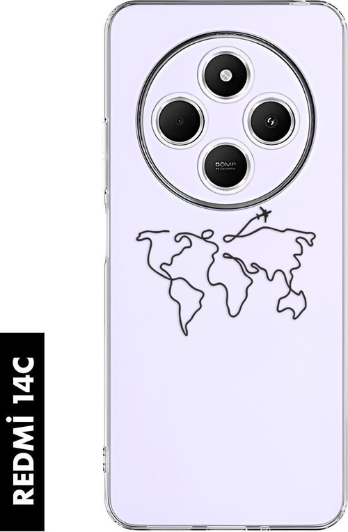 Redmi 14C Uyumlu Dünya Harita Rota Desenli Premium Silikonlu Şeffaf Telefon Kılıfı 4G