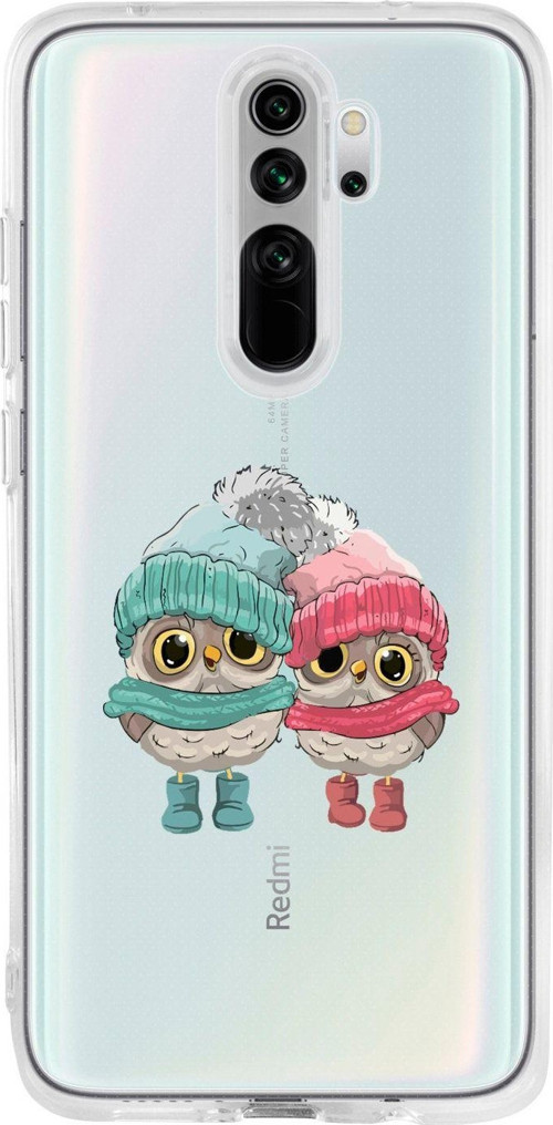 Uyumlu Redmi Note 8 Pro Bereli Baykuş Desenli Premium Şeffaf Silikon Kılıf