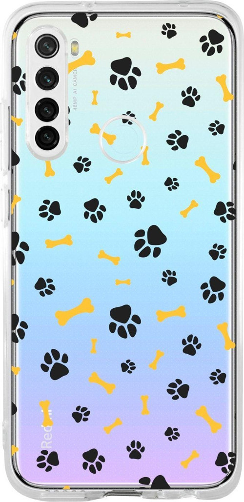 Redmi Note 8 Uyumlu Pati & Kemik Desenli Premium Şeffaf Silikon Kılıf