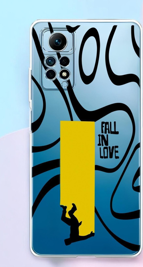Redmi Note 12 Pro Uyumlu Fall In Love Desenli Premium Silikonlu Şeffaf Telefon Kılıfı