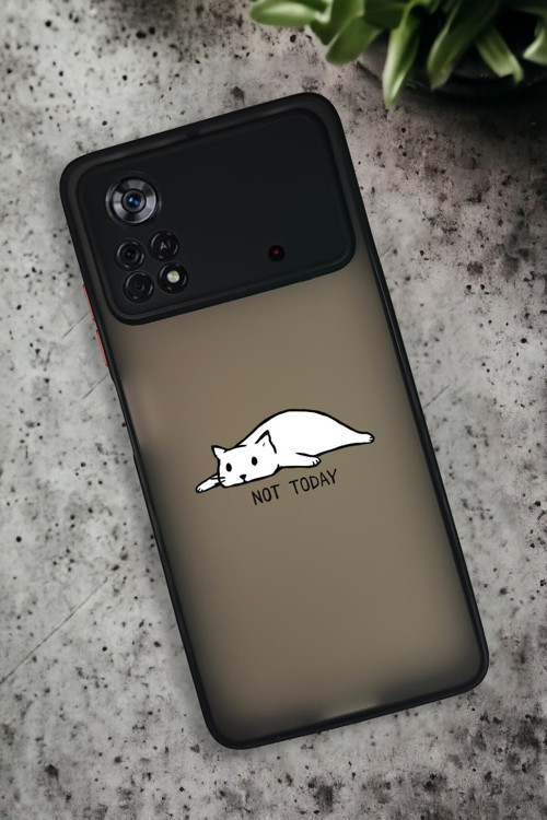 Poco X4 Pro Uyumlu Not Today Desenli Buzlu Şeffaf Lüx Telefon Kılıfı