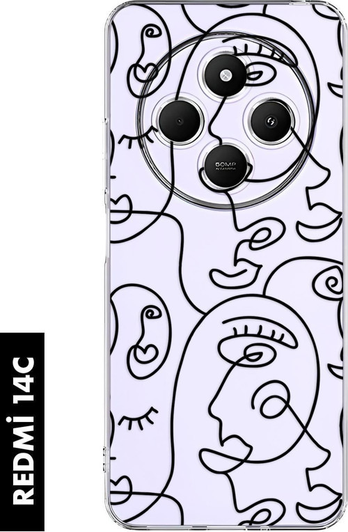 Redmi 14C Uyumlu Face Art Desenli Premium Silikonlu Şeffaf Telefon Kılıfı 4G