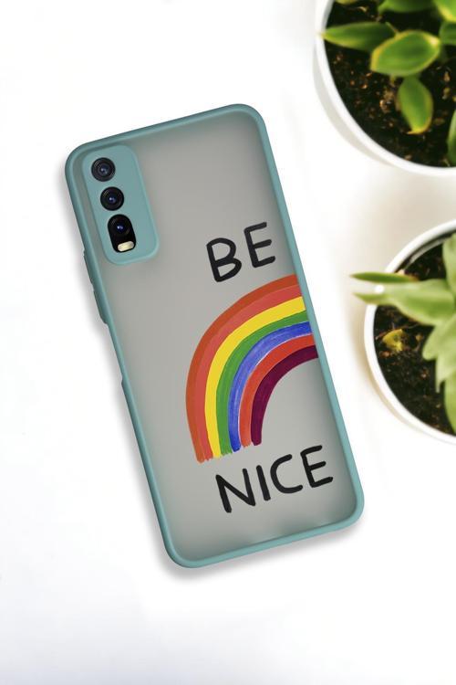 Vivo Y20 Uyumlu Be Nice Desenli Buzlu Şeffaf Lüx Telefon Kılıfı