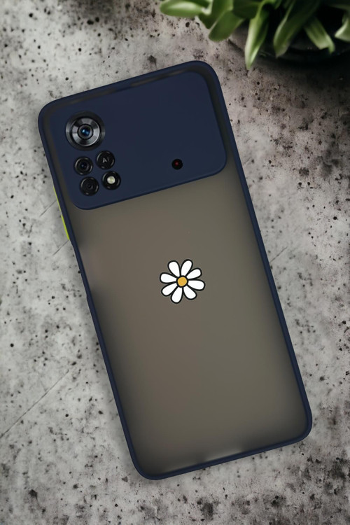 Poco X4 Pro Uyumlu Papatya Desenli Buzlu Şeffaf Lüx Telefon Kılıfı