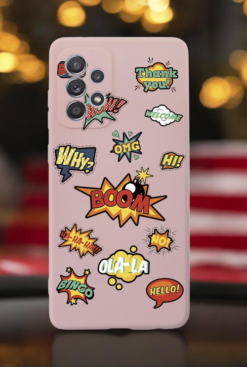 Samsung A13 Uyumlu Stickers Desenli Premium Silikonlu Lansman Telefon Kılıfı