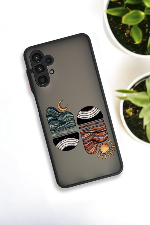 Samsung A13 Uyumlu Sunset Wave Desenli Buzlu Şeffaf Lüx Telefon Kılıfı