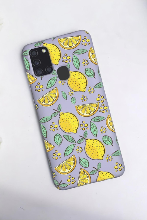 Samsung A21S Uyumlu Limon Desenli Premium Silikonlu Lansman Telefon Kılıfı