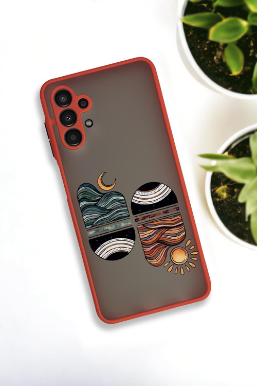 Samsung A13 Uyumlu Sunset Wave Desenli Buzlu Şeffaf Lüx Telefon Kılıfı