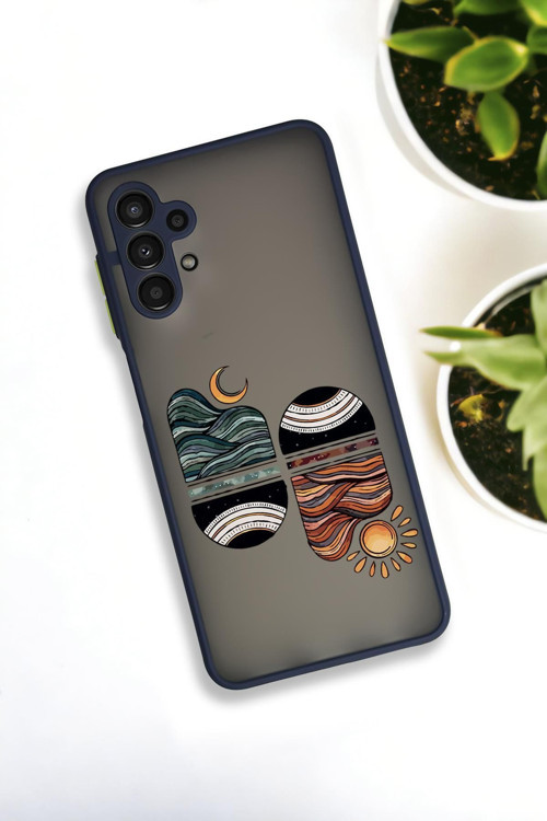 Samsung A13 Uyumlu Sunset Wave Desenli Buzlu Şeffaf Lüx Telefon Kılıfı