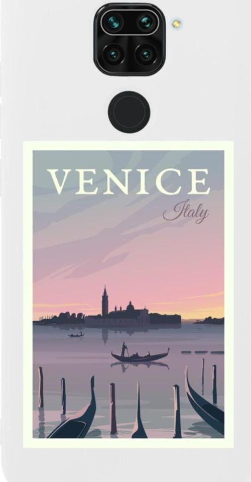 Xiaomi Redmi Note 9 Venice Italy Tasarımlı Premium Silikonlu Lansman Beyaz Telefon Kılıfı