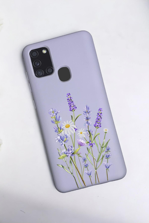 Samsung A21S Uyumlu Lvender Ticet Desenli Premium Silikonlu Lansman Telefon Kılıfı
