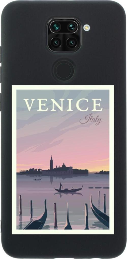 Xiaomi Redmi Note 9 Venice Italy Tasarımlı Premium Silikonlu Lansman Siyah Telefon Kılıfı