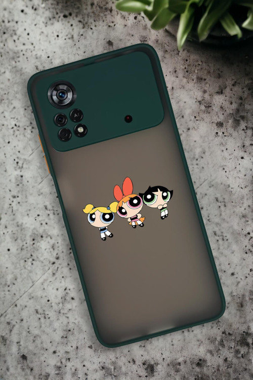 Poco X4 Pro Uyumlu Powerpuff Girls Desenli Buzlu Şeffaf Lüx Telefon Kılıfı