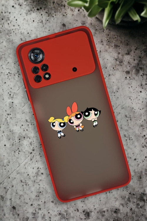 Poco X4 Pro Uyumlu Powerpuff Girls Desenli Buzlu Şeffaf Lüx Telefon Kılıfı