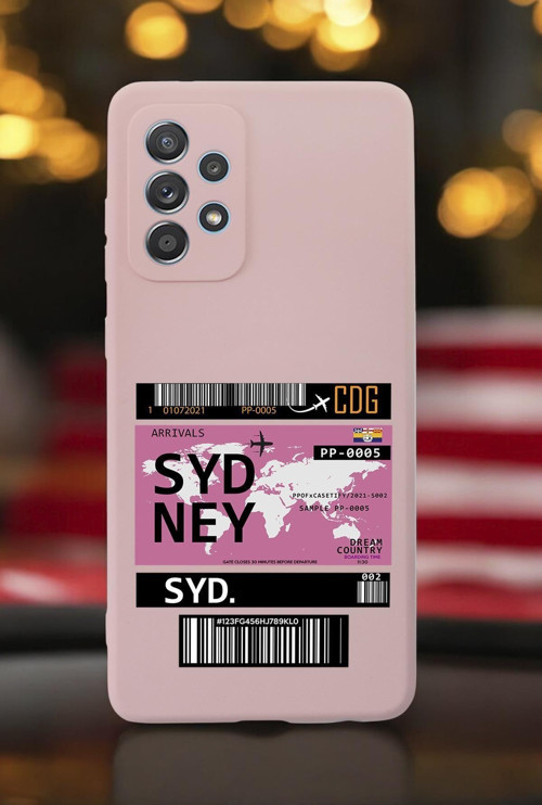 Samsung A13 Uyumlu Sydney Ticket Desenli Premium Silikonlu Lansman Telefon Kılıfı