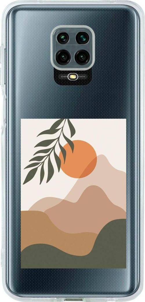 Uyumlu Redmi Note 9 Pro Landscape With Sun Desenli Premium Şeffaf Silikon Kılıf