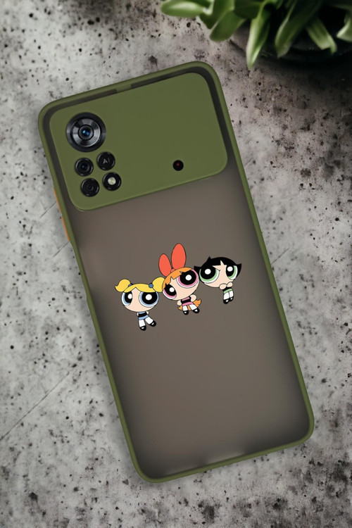 Poco X4 Pro Uyumlu Powerpuff Girls Desenli Buzlu Şeffaf Lüx Telefon Kılıfı