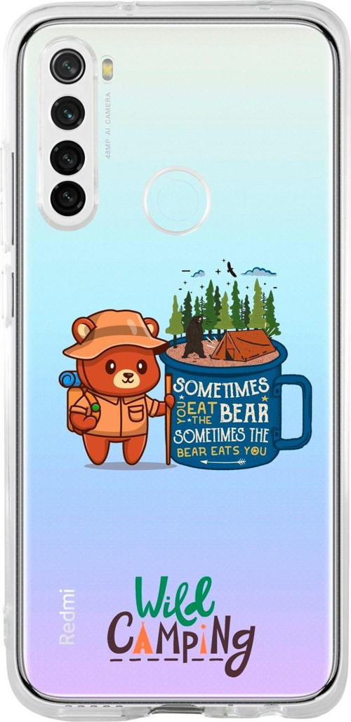 Redmi Note 8 Uyumlu Wild Camping Tasarımlı Premium Şeffaf Silikon Kılıf