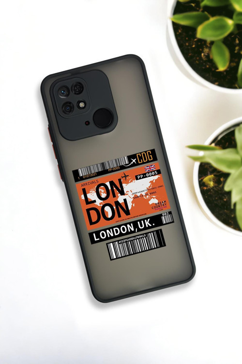 Xiaomi Redmi 10C Uyumlu London Yaprak Desenli Buzlu Şeffaf Lüx Telefon Kılıfı
