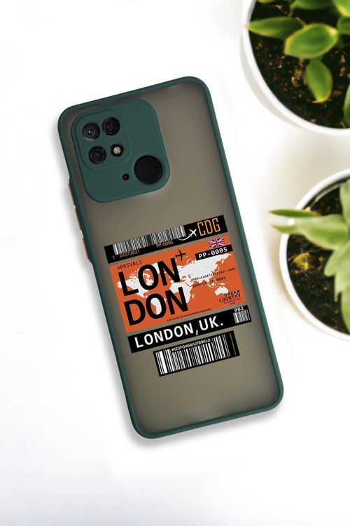 Xiaomi Redmi 10C Uyumlu London Yaprak Desenli Buzlu Şeffaf Lüx Telefon Kılıfı