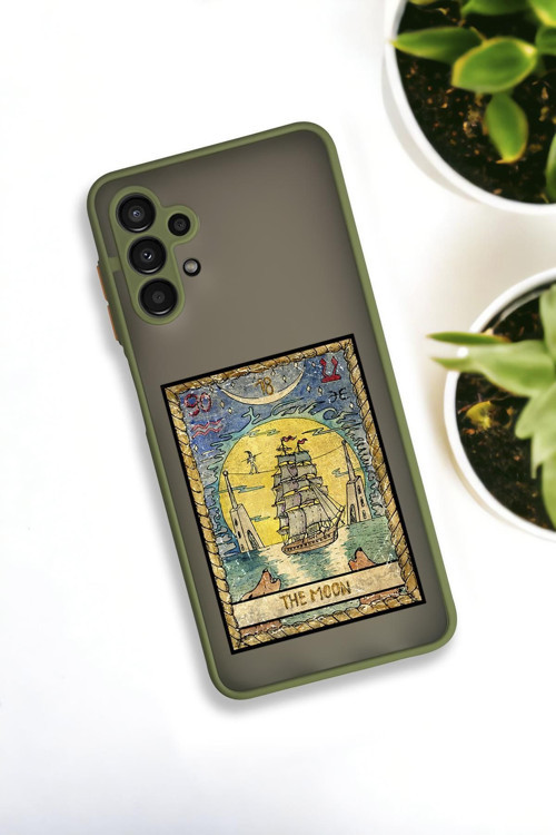 Samsung A13 Uyumlu The Moon Desenli Buzlu Şeffaf Lüx Telefon Kılıfı