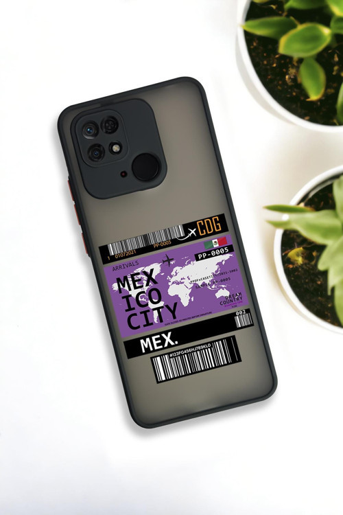 Xiaomi Redmi 10C Uyumlu Mexico Ticket Desenli Buzlu Şeffaf Lüx Telefon Kılıfı